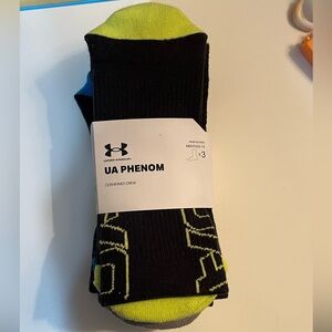 Under Armour Phenom Crew Socks - Black and Neon Green